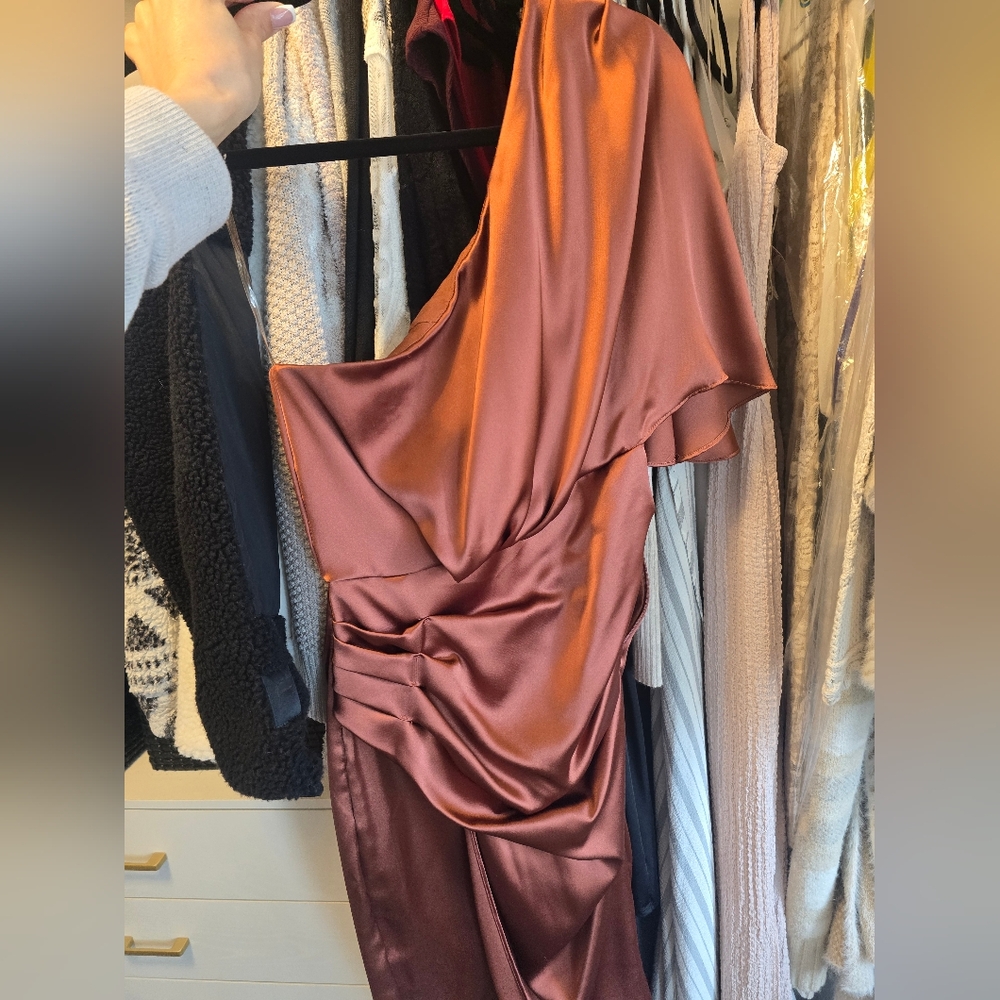 Elegant Satin Dress in Rust